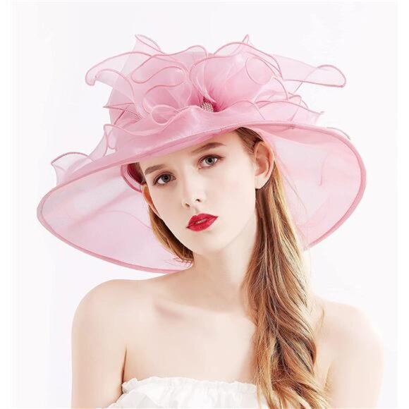 Women\'s Kentucky Hat Wide Brim Pink5